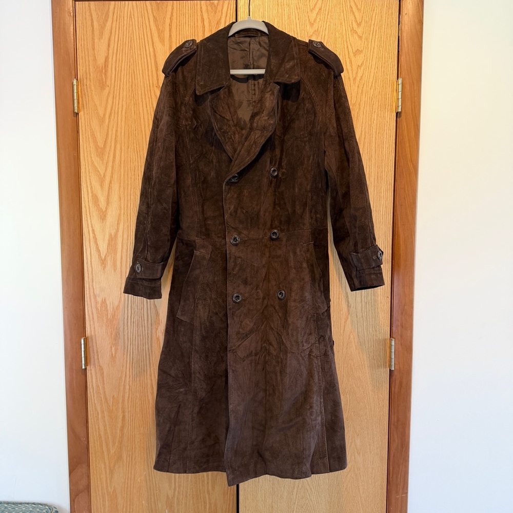 Vintage Baccarat Brown Suede Trench Coat